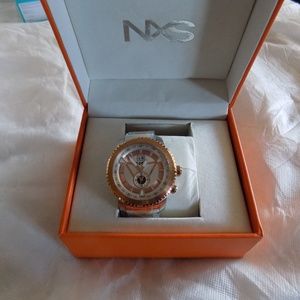 Nxs Swiss 2 Time Zone Colby Mens Watch, Rose Tone/